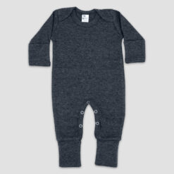 Blank Wholesale Baby Sleep N Play Pajamas - Black Heather - The Laughing Giraffe®