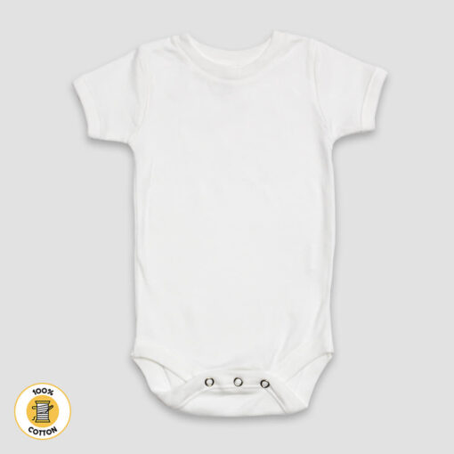 Baby One-Piece Bodysuit Short Sleeve – 100% Cotton White - LG2202W - The Laughing Giraffe®