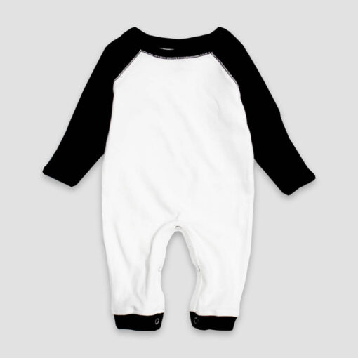 Raglan Sleep N Play – White/Black – 100% Cotton - LG2444 - The Laughing Giraffe®