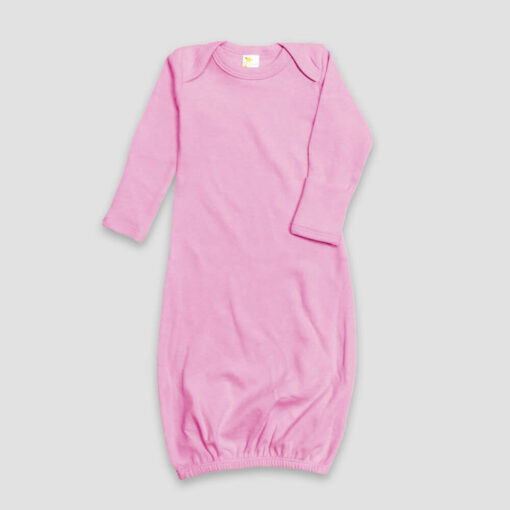 Baby Nightgown With Fold Over Mittens – 100% Cotton Pink - LG2850P - The Laughing Giraffe®