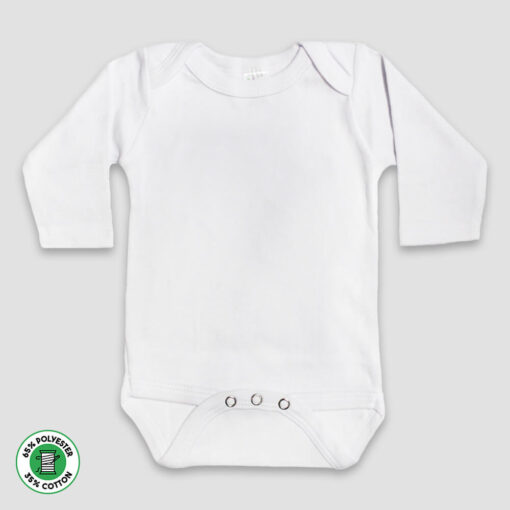 Baby Long Sleeve One Piece Bodysuits – White - Polyester Cotton Blend - The Laughing Giraffe®