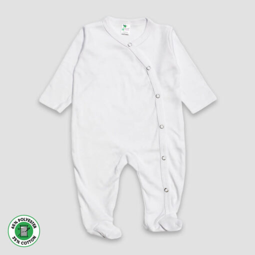 Snap Button Coverall – Polyester Cotton Blend White - LG3405W - The Laughing Giraffe®