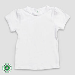 Toddler & Kids T-Shirt with Scallop Trim – Short Sleeve – White - LG3555W - The Laughing Giraffe®