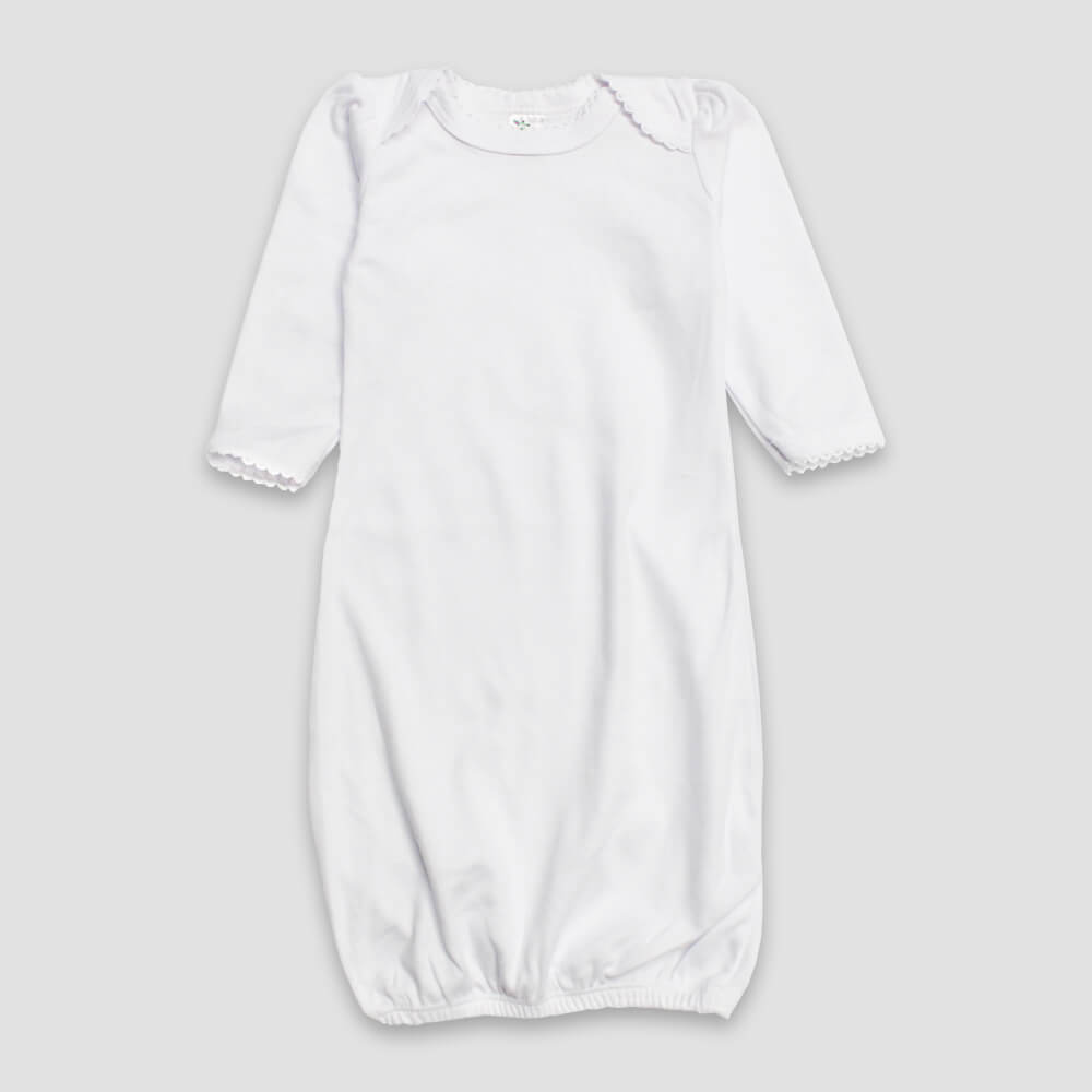 Baby Sleep Gowns with Scallop Trim – White Polycotton Blend