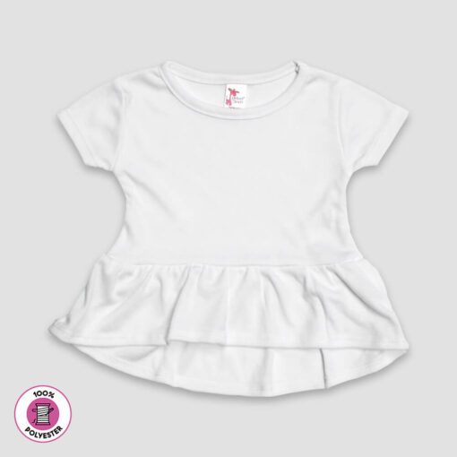 Baby Girls Short Sleeve Peplum Top – 100% Polyester White - LG4505W - The Laughing Giraffe®