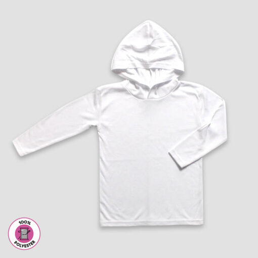 Baby Long Sleeve Pullover Hoodie Tee White 100 Polyester