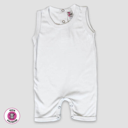 Baby Sleeveless Romper – 100% Polyester – White - LG4926W - The Laughing Giraffe®