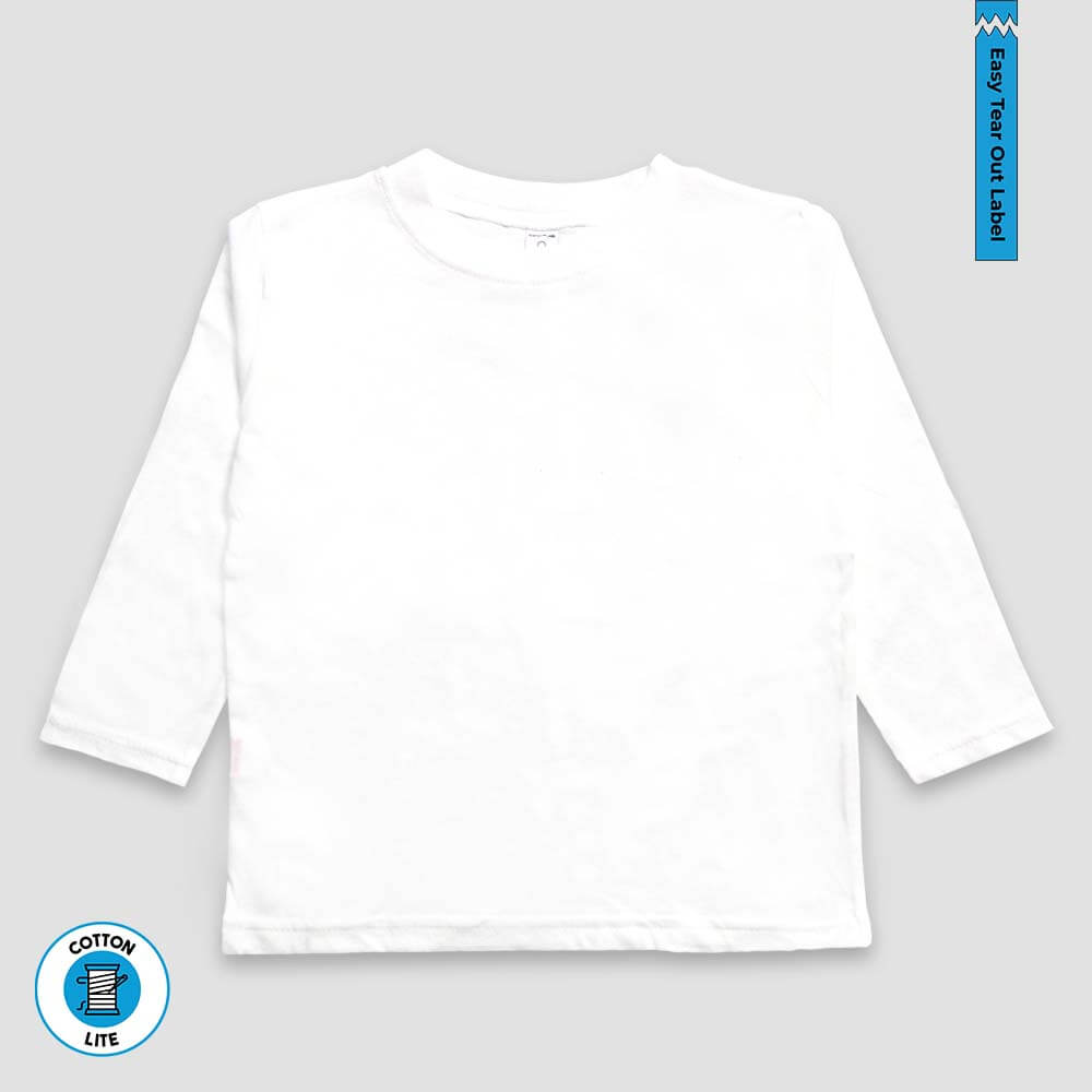 Toddler White Long Sleeve T-Shirt – White – 100% Cotton