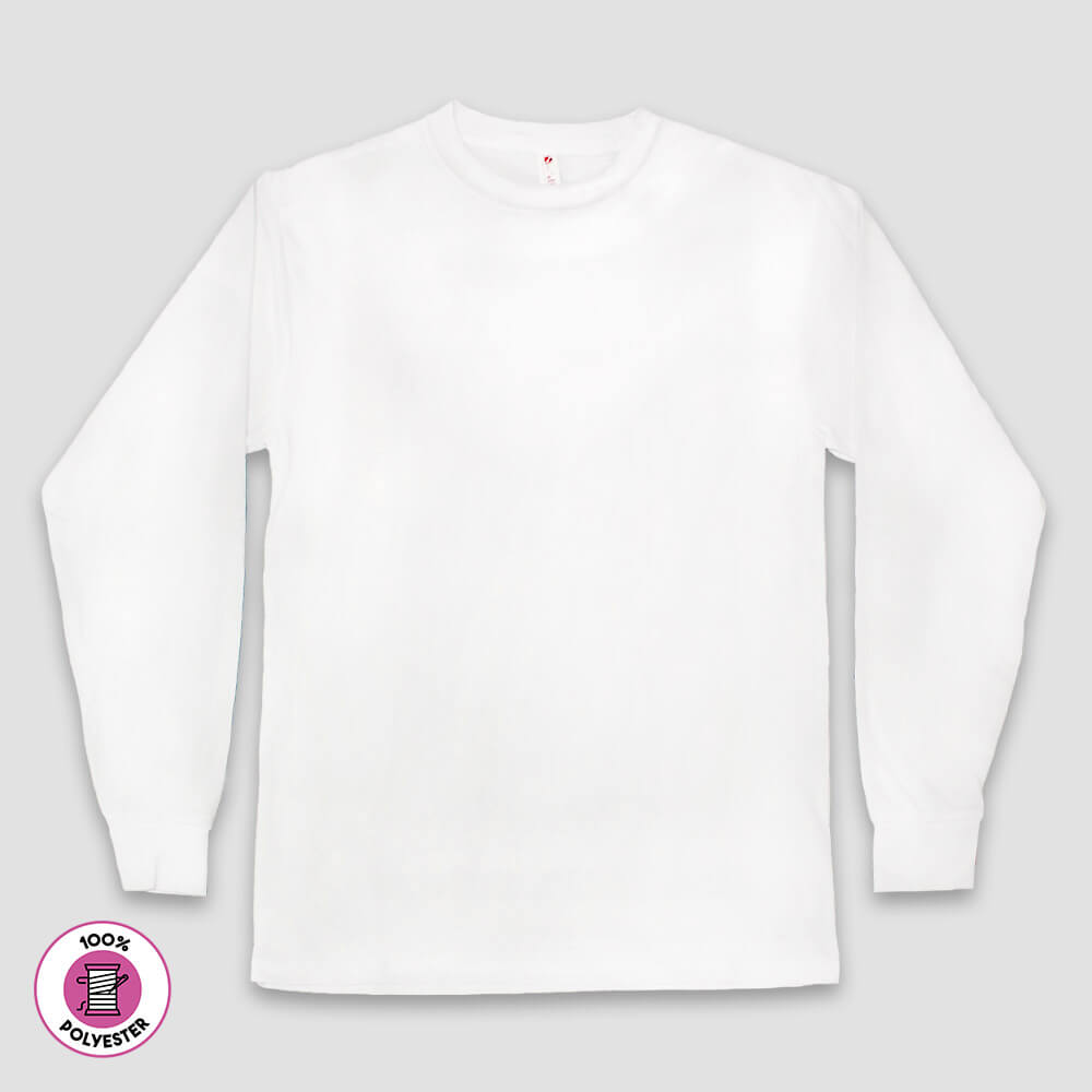 Men’s Long Sleeve T-Shirts – White – 100% Polyester