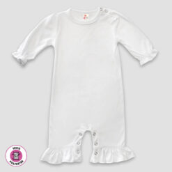 Baby Long Sleeve Ruffle Jumpsuit – White – 100% Polyester