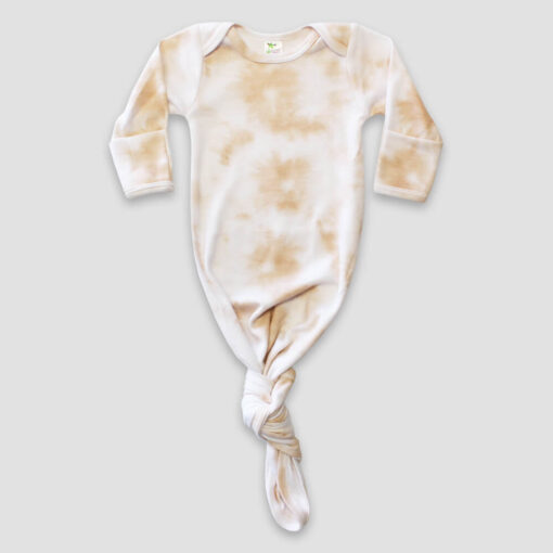 Baby Knotted Sleep Gowns With Mittens – Polycotton Blend - Latte - LG3802LT - The Laughing Giraffe®