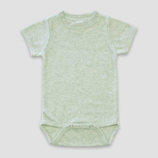 Baby One-Piece Bodysuit Short Sleeve Crew Neck – Polyester Cotton Blend – Sage Heather - LG3202SG - The Laughing Giraffe®