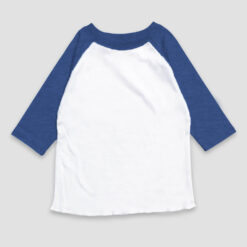 Toddler Raglan T-Shirts – Polyester Cotton Blend White/Denim Heather - LG3554WDH - The Laughing Giraffe®