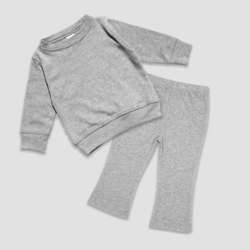 Wholesale Blank Kids Sweatsuit Sets - Heather Gray - The Laughing Giraffe