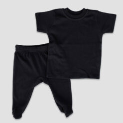 Wholesale Baby Footed Pants and T-Shirt Set - Black - LGS3674