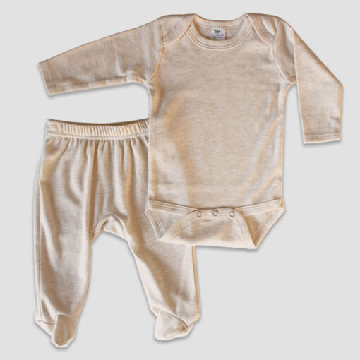 Wholesale Baby Bodysuits and Footed Pants Sets - Oatmeal - LGS3675